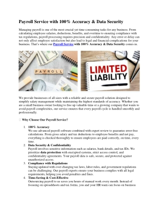 Payroll Service with 100% Accuracy & Data Security