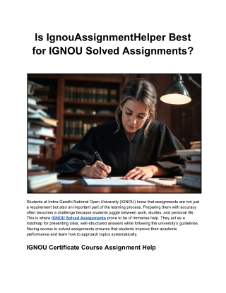 Is Ignou Assignment Helper Best for IGNOU Solved Assignments