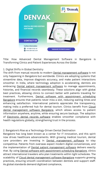 Dental records software Bangalore