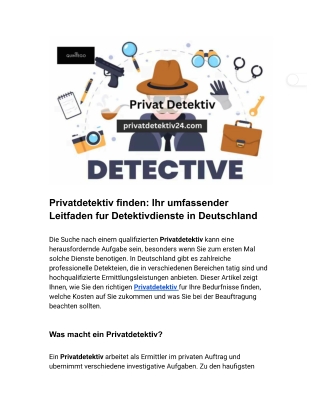 Privatdetektiv: Kosten für deutsche Privatdetektive, Berlin, München, Hamburg