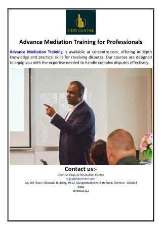 Advance Mediation Training for Professionals