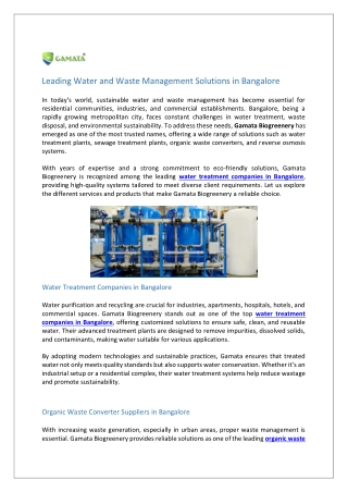 Leading Water and Waste Management Solutions in Bangalore-sep02