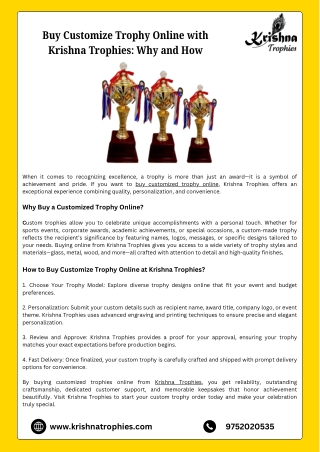 Buy Customize Trophy Online with Krishna Trophies Why and How