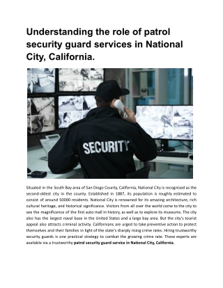 Understanding the role of patrol security guard services in National City, California
