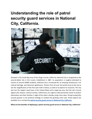 Understanding the role of patrol security guard services in National City, California (1)