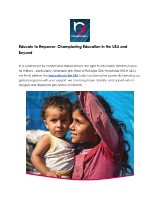 Unlocking Opportunities: Education in the USA for Refugee Girls