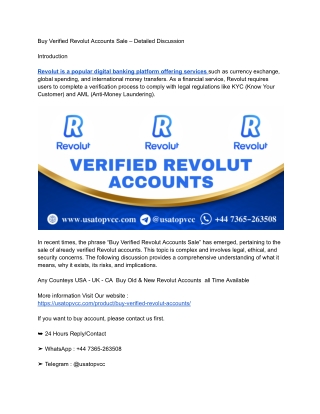 Known for aged Revolut and social accounts Good customer service and secure