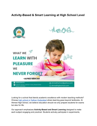 Activity-Based & Smart Learning at High School Level _ Ahmed High School
