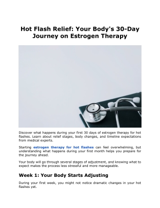Hot Flash Relief Your Body's 30-Day Journey on Estrogen Therapy