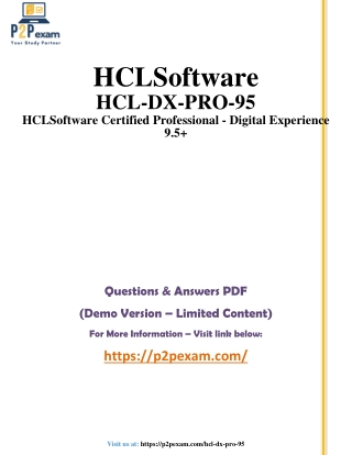 HCL-DX-PRO-95 PDF Dumps – Latest Exam Questions & Answers