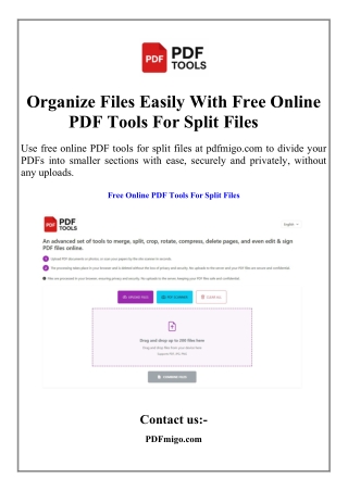 Organize Files Easily With Free Online PDF Tools For Split Files