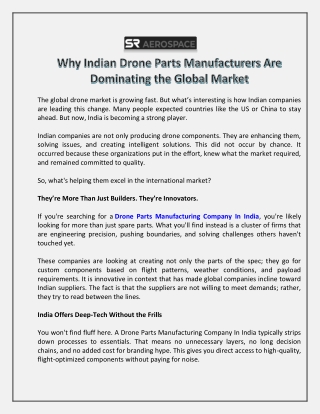 Why Indian Drone Parts Manufacturers Are Dominating the Global Market