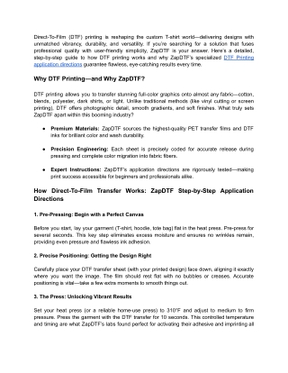 ZapDTF Application Guide_ Step-by-Step Directions for DTF Printing on Custom T-Shirts