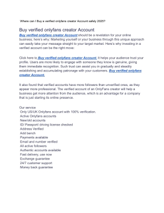 _Where can I Buy a verified onlyfans creator Account safely 2025_