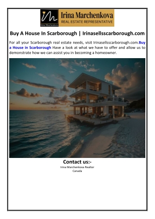 Buy A House In Scarborough | Irinasellsscarborough.com
