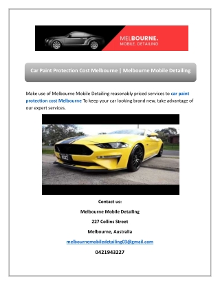 Mobile Paint Protection | Melbourne Mobile Detailing