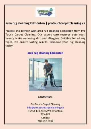 area rug cleaning Edmonton protouchcarpetcleaning.ca