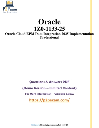 Oracle 1Z0-1133-25 Exam PDF | Questions and Answers