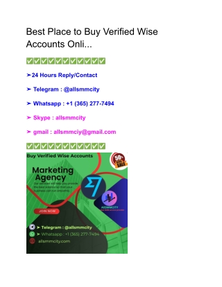 Best Place to Buy Verified Wise Accounts Onli...