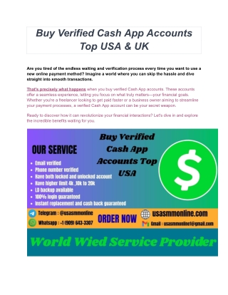 Buy Verified Cash App Accounts Top USA & UK