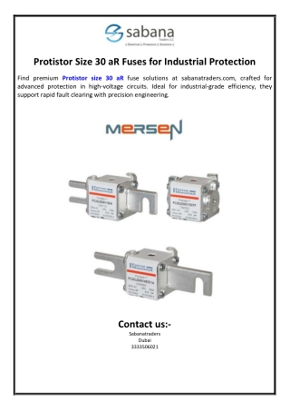 Protistor Size 30 aR Fuses for Industrial Protection