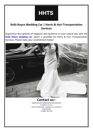 Rolls Royce Wedding Car | Harris & Huri Transportation Services