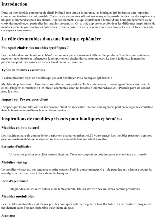 Inspirations de meubles présents pour boutiques éphémères