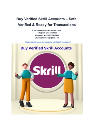 Buy Verified Skrill Accounts – Safe, Verified & Ready for Transactions
