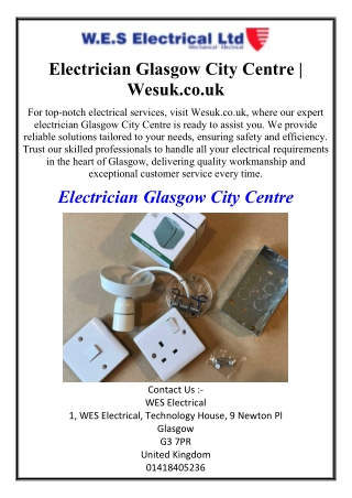 Electrician Glasgow City Centre | Wesuk.co.uk