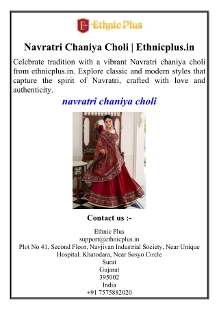 Navratri Chaniya Choli | Ethnicplus.in