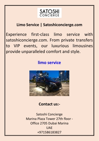 Limo Service Satoshiconcierge.com