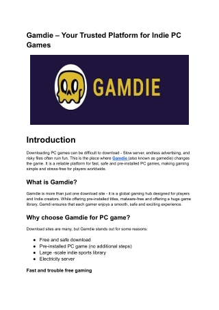 Gamdie – Your Trusted Platform for Indie PC Games