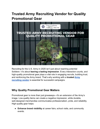 Trusted Army Recruiting Vendor