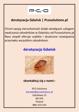 deratyzacja Gdańsk Pcosolutions.pl