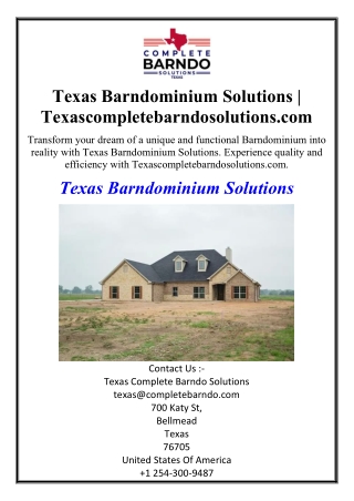 Texas Barndominium Solutions | Texascompletebarndosolutions.com