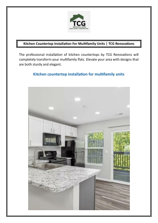 Kitchen Countertop Installation For Multifamily Units TCG Renovations