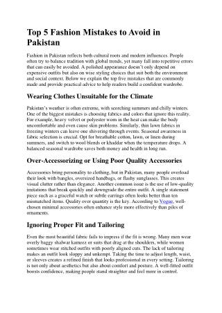 Fashion Mistakes to Avoid