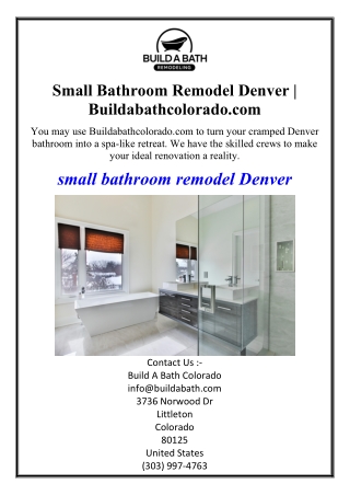 Small Bathroom Remodel Denver | Buildabathcolorado.com