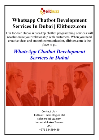 Whatsapp Chatbot Development Services In Dubai | Elitbuzz.com