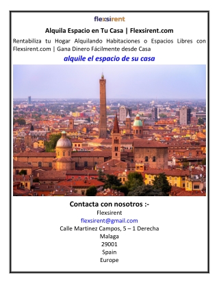 Alquila Espacio en Tu Casa Flexsirent.com