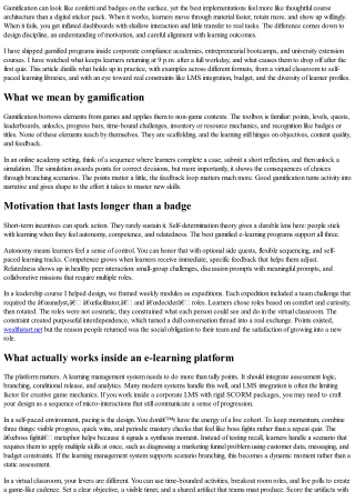 Gamification in E-Learning: Motivation that Works