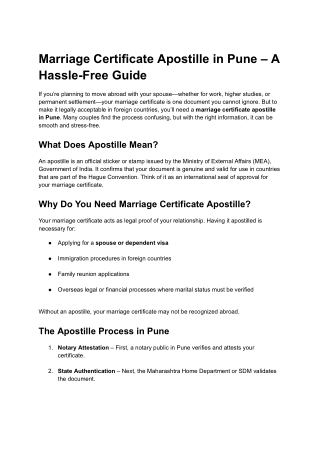 Marriage Certificate Apostille in Pune – A Hassle-Free Guide