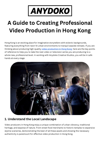 A Guide to Creating Professional Video Production in Hong Kong