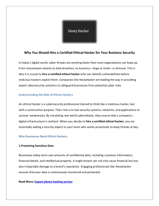 Why You Should Hire a Certified Ethical Hacker for Your Business Security