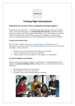 Develop Strong Communication Skills with Leadership Training