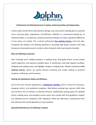 Professional Line Marking Services in Sydney: Enhancing Safety and Organization