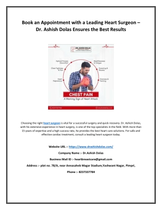 Book an Appointment with a Leading Heart Surgeon – Dr. Ashish Dolas Ensures the Best Results