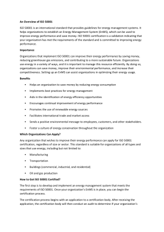 ISO 50001 certification