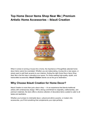 Top Home Decor Items Shop Near Me | Premium Artistic Home Accessories