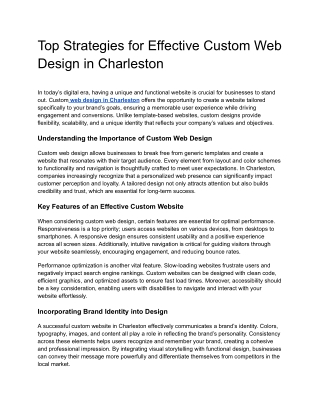 Top Strategies for Effective Custom Web Design in Charleston